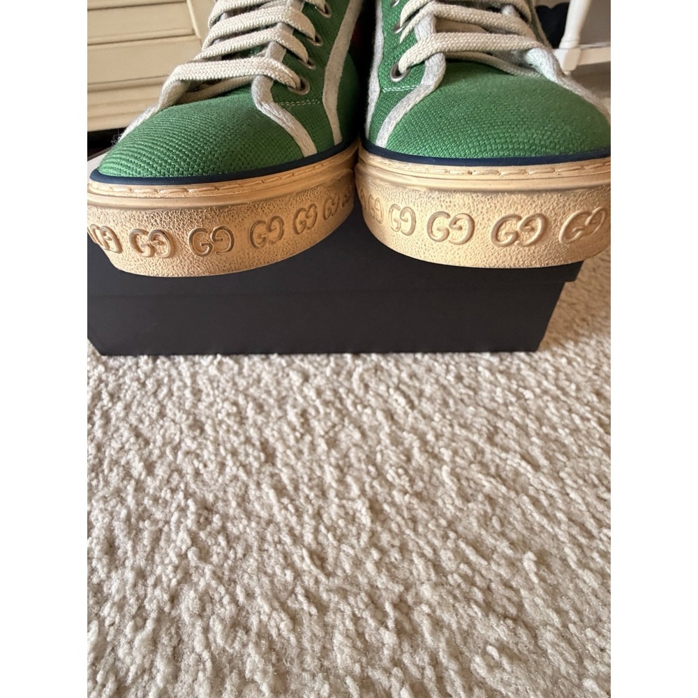 Rare Gucci Tennis 1977 Green Canvas Sneakers 606111-GZO30-3760 Men US 8.5 - Picture 4 of 11